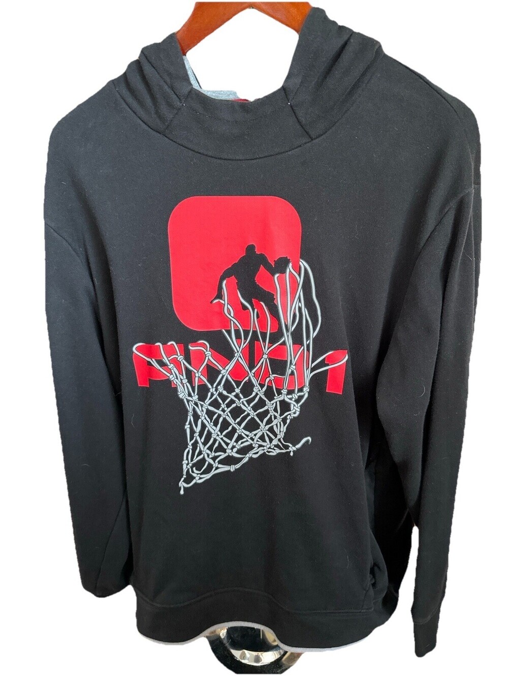 AND1 Hoodie Mens XL Black Basketball Dunk Graphic Streetwear Pullover